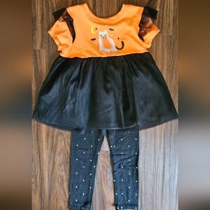 Orange and Black Cat Kids Halloween Outfit